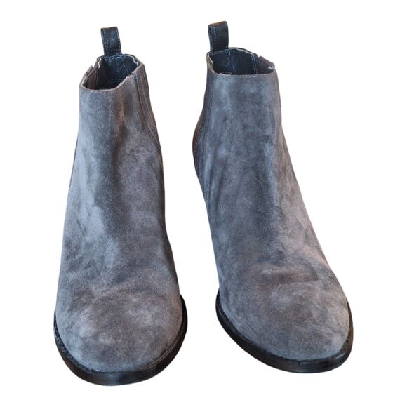 Nine West Fiffi Chelsea Ankle Boots Gray Size 10M Round Toe Block Heel Leather - Picture 7 of 12